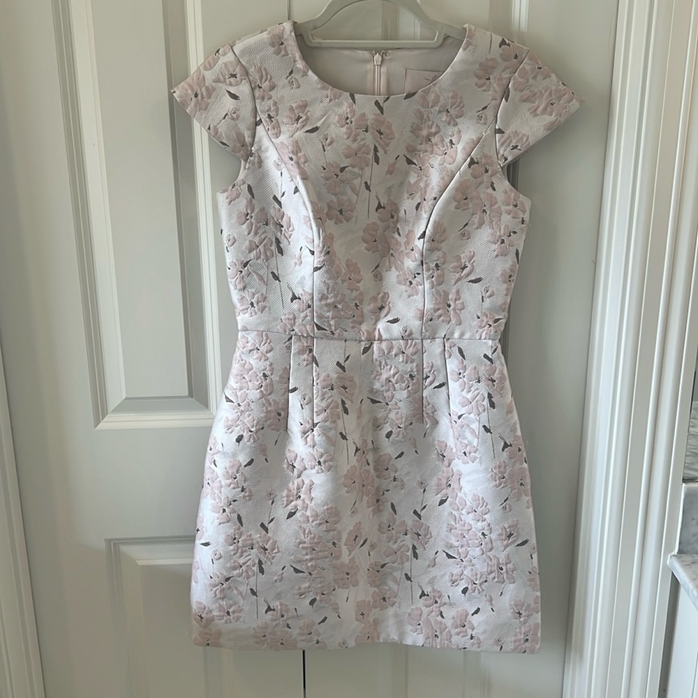 Pink Jacquard Floral mini dress